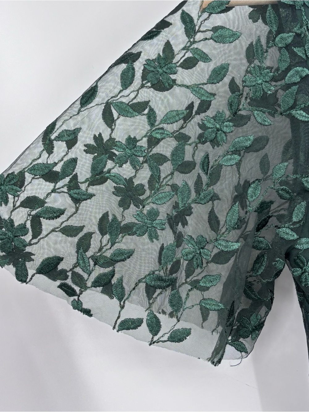 NWOT Baltic Born Marseille embossed Maxi dress Deep Green flutter sleeve Sz Med - Picture 7 of 11